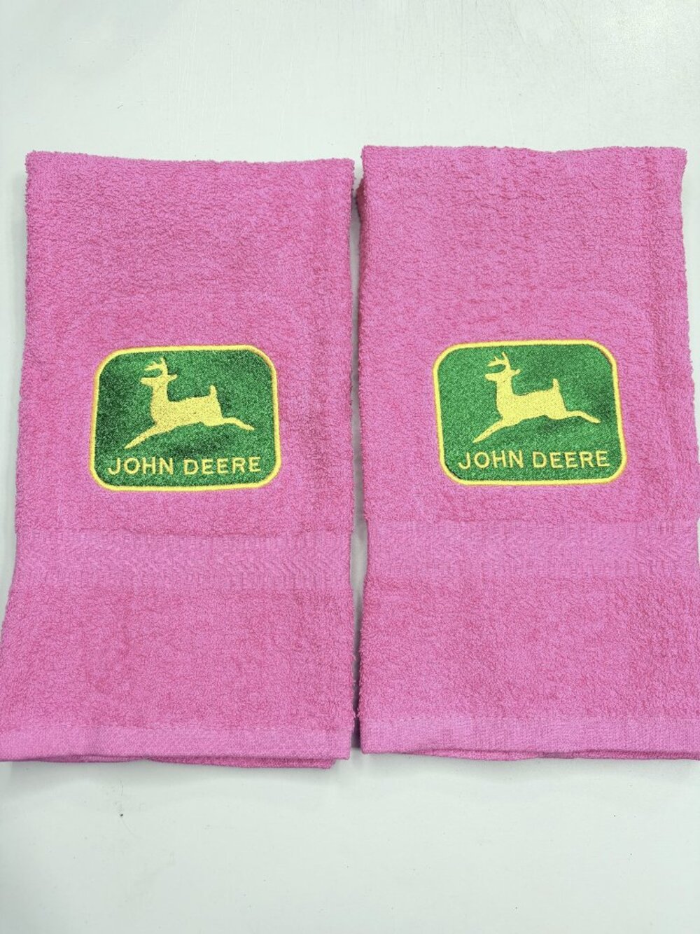 John Deere Tractor Towels Embroidered Hand Towel Set Bathroom Farm Decor Pink